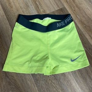 Women’s nike pro lime green shorts